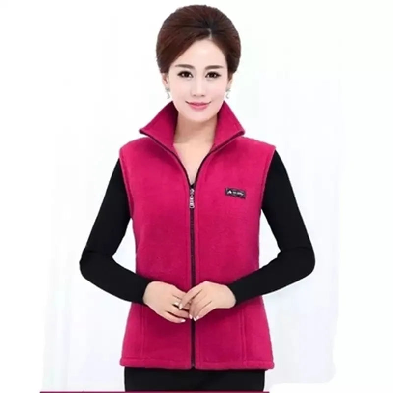 Plus Size Autumn Women Polar Fleece Fabric Vest Large Sleeveless Jacket Fashion Zipper Women's Leisure gilet