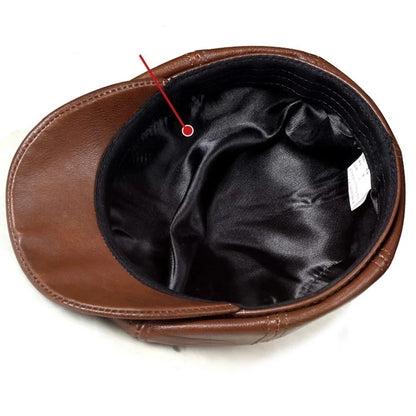 2023 New Genuine Leather Hat Cap belt Cowhide beret Warm winter cotton men padding brand new   hunting cap/hat ear flap