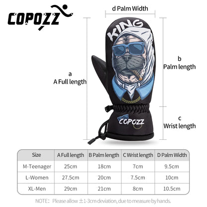 COPOZZ -30℃ Thicken Adult Teen Professional Snowboarding Ski Gloves Windproof Winter Warm Thermal Snow Mittens Skiing Snowmobile