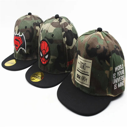 2021 New Kids Camouflage Baseball Caps Lovely Cartoon Hip Hop Cap Children Boys Girls Flat Hats Snapback