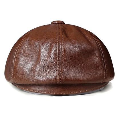 2023 New Genuine Leather Hat Cap belt Cowhide beret Warm winter cotton men padding brand new   hunting cap/hat ear flap