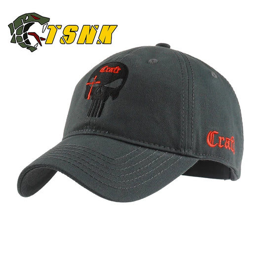 TSNK Cotton Baseball Cap Women Men Tactical Caps Seals Punisher American Sniper