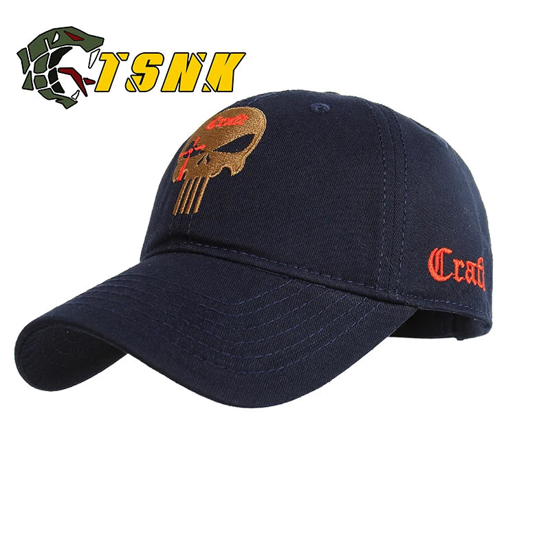 TSNK Cotton Baseball Cap Women Men Tactical Caps Seals Punisher American Sniper