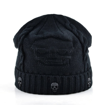 Super cool Skull pattern hats for men beanies Knitted wool plus velvet bone Solid Color Hip-hop Cap winter women's hat gorro cap