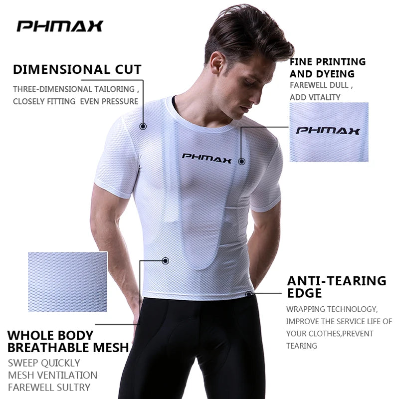 PHMAX Pro Cycling Base Layers Cool Mesh Bicycle Shirt Keep Dry Superlight Cycling Jerseys Cycling Clothing Mountain Bike Wear