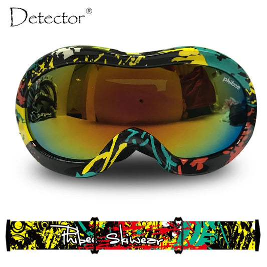 Detector Kids Double Anti-Fog UV400 Protection Ski Goggles Boys Girls Snowboard Ski Glasses Winter Snow Sports Googles