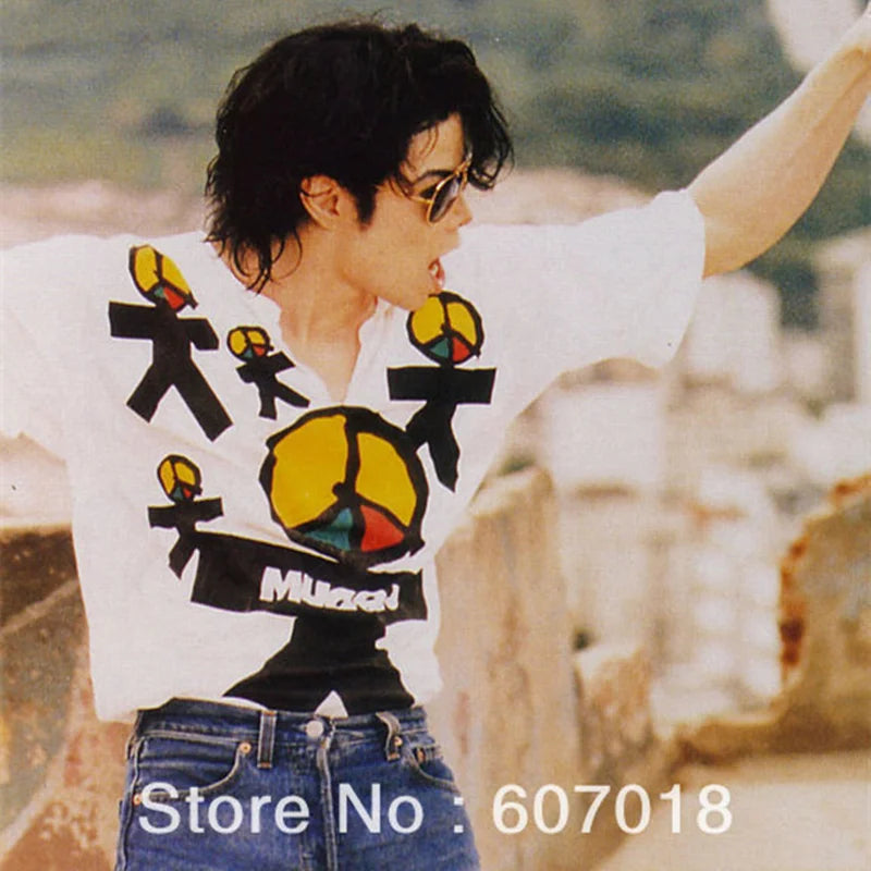 Rare MJ Fashion Brazil Retro Antiwar Michael Jackson OLODUM Cotton Tee T-shirt - They Don't Care About Us' for MJ fans