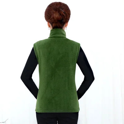 Plus Size Autumn Women Polar Fleece Fabric Vest Large Sleeveless Jacket Fashion Zipper Women's Leisure gilet