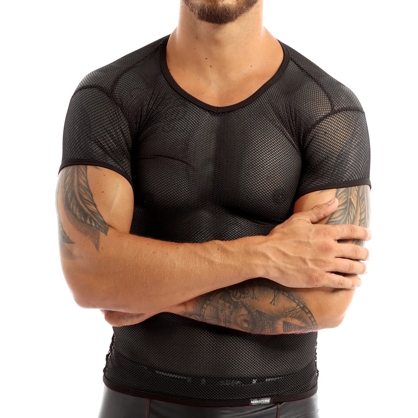 Mens Mesh Cycling Base Layers Top See Through Fishnet Clubwear Tank Vest Shirt Male Breathable Sportswear