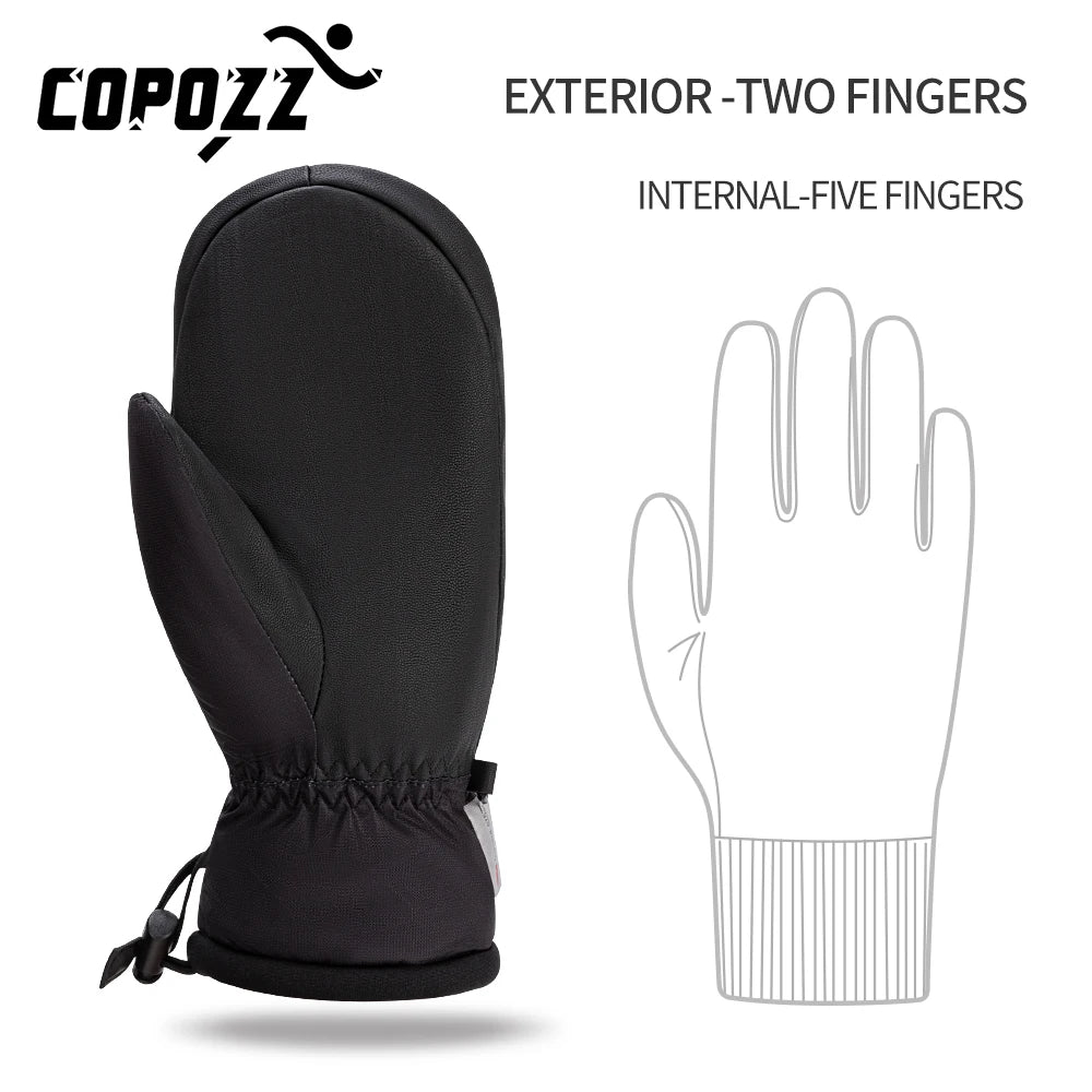 COPOZZ -30℃ Thicken Adult Teen Professional Snowboarding Ski Gloves Windproof Winter Warm Thermal Snow Mittens Skiing Snowmobile