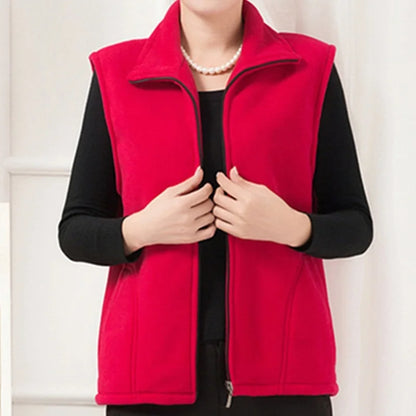 Plus Size Autumn Women Polar Fleece Fabric Vest Large Sleeveless Jacket Fashion Zipper Women's Leisure gilet