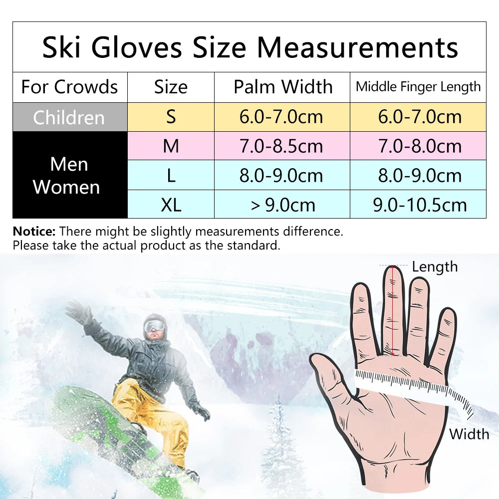 COPOZZ  Men Women 3 finger Touch screen Ski Gloves Waterproof Winter Warm Snowboard Gloves Motorcycle Riding Snowmobile Gloves