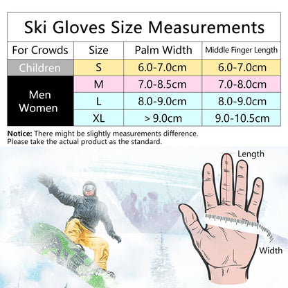 COPOZZ  Men Women 3 finger Touch screen Ski Gloves Waterproof Winter Warm Snowboard Gloves Motorcycle Riding Snowmobile Gloves