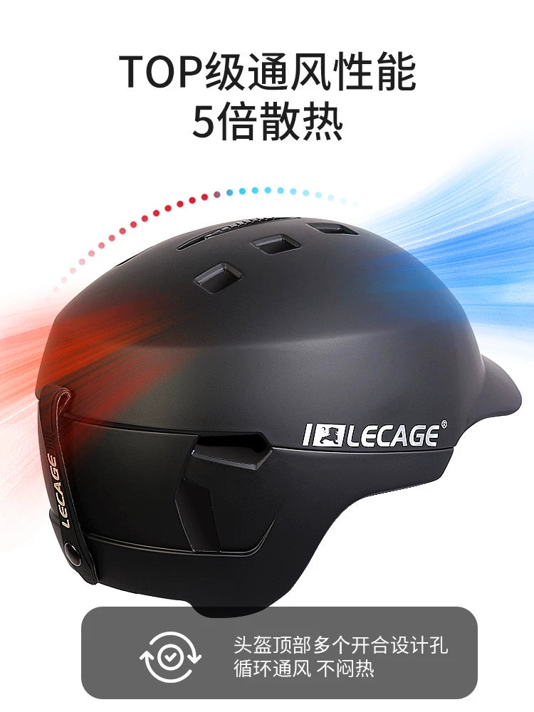 Lekaiqi Ski Helmet Large Size Single and Double Board Ski Equipment Protective Gear Men's Warm Anti-Collision plus Size Snow Helmet XL