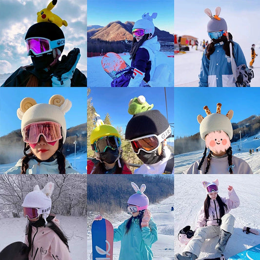 Lingna Beier Ski Helmet Sleeve Single and Double Board Electric Motorcycle Helmet Cover Female Cute Paraglider Ear Decoration