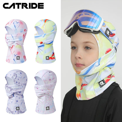 Catride Kids Ski Mask Fall and Winter Face Care Hood Quick-Drying Breathable Warm with Velvet Windproof Helmet Equipment