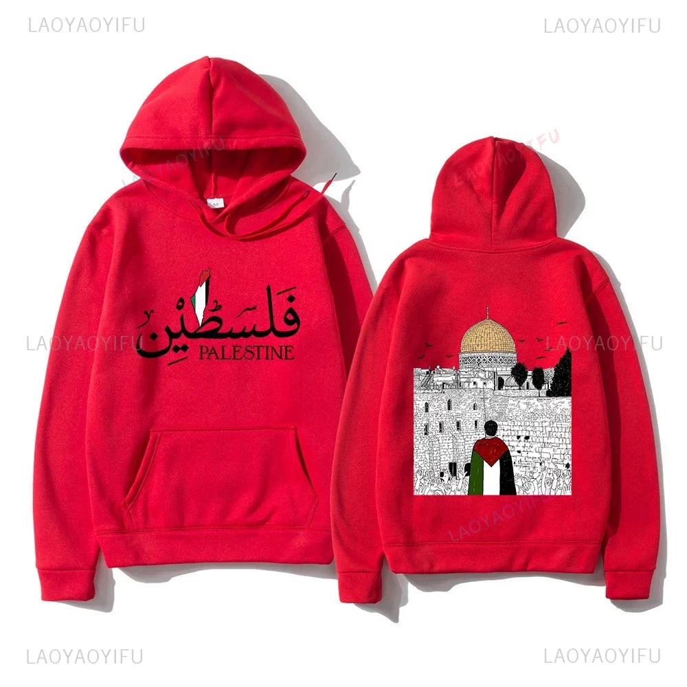 Palestine Hoodie Women Harajuku Aesthetic Graphic Palestina Hoodies Unisex Streetwear Vintage Casual Hooded Pullover Sweatshirts