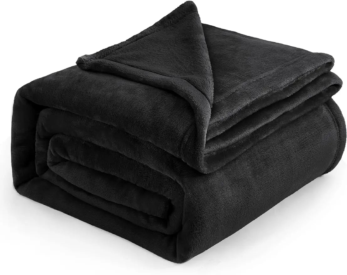 Fleece Blanket Queen Blanket Black - Bed Blanket Soft Lightweight Plush Fuzzy Cozy Luxury Microfiber