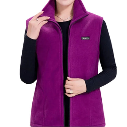 Plus Size Autumn Women Polar Fleece Fabric Vest Large Sleeveless Jacket Fashion Zipper Women's Leisure gilet