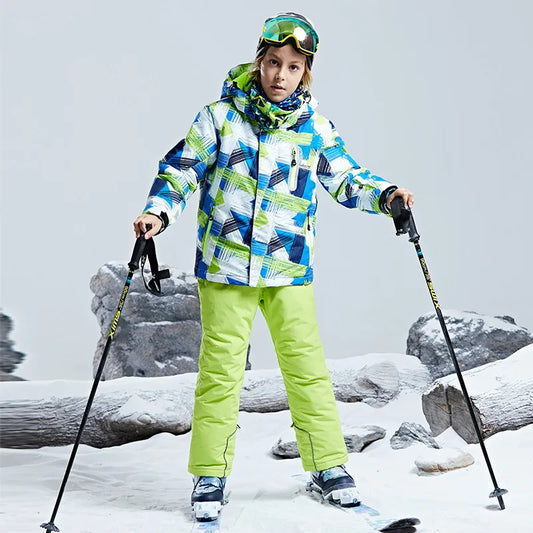 Children Ski Suits Winter Outdoor Cotton Thermal Skiing Snow Clothes Pants Sets Sports Thickening Snowboarding Suits Boys Girls