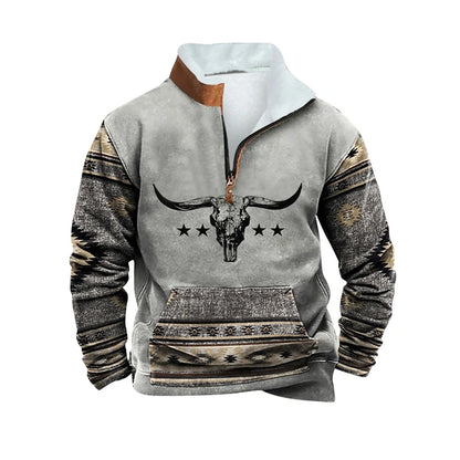 Fashion Mens Fleece Sweatshirts 2023 New Casual Turndown Collar Pullover Long Sleeve Winter Wool Lining Mens 3D Print Sweatshirt