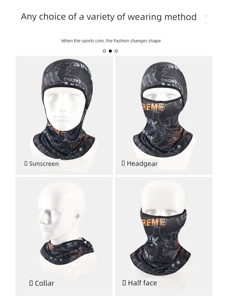 Summer Sun-Proof Headgear Men's and Women's Cycling Motorcycle Helmet Full Face Protective Face Cover Cycling Windproof Ice Silk Mask