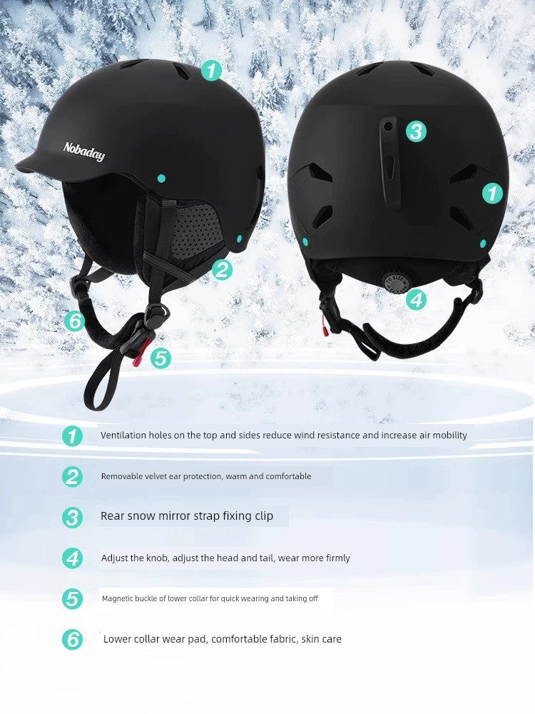 Nobaday New Arrival Ski Helmet Single and Double Board Men's and Women's Veneer Professional Sports Protective Gear Safety Anti-Collision Equipment