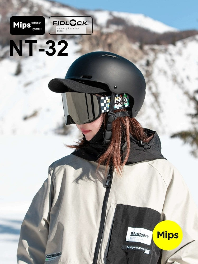 Nanen MIPS Ski Helmet Male Veneer Carbon Fiber Anti-Collision Helmet Adult Ski Equipment Ski Helmet Female NT32