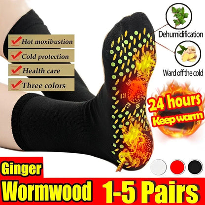 1-5Pairs Winter Self-heating Health Care Socks Women Ski Sports Self Heated Massage Man Short Sock Magnetic Therapy Warm Sox