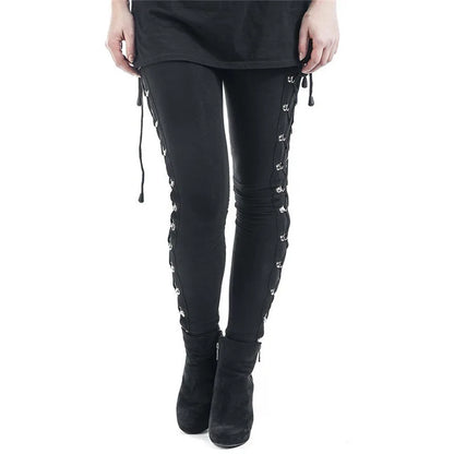 2023 Fashion Elegant Explosions Gothic Punk Style Lace-Up Leggings Hip Lifting High Waist Pants Female Trouser Casual Bottom