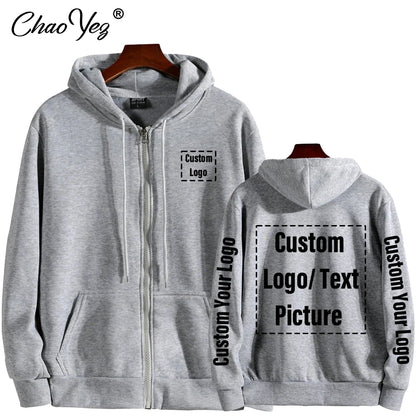 Your Own Design Brand Logo/Picture Personalized Custom Men Women Text DIY Zip Hoodies Sweatshirt Casual Hoody Clothing Fashion