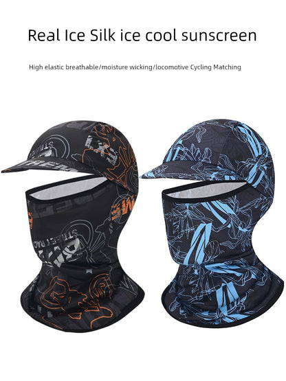 Summer Sun-Proof Headgear Men's and Women's Cycling Motorcycle Helmet Full Face Protective Face Cover Cycling Windproof Ice Silk Mask