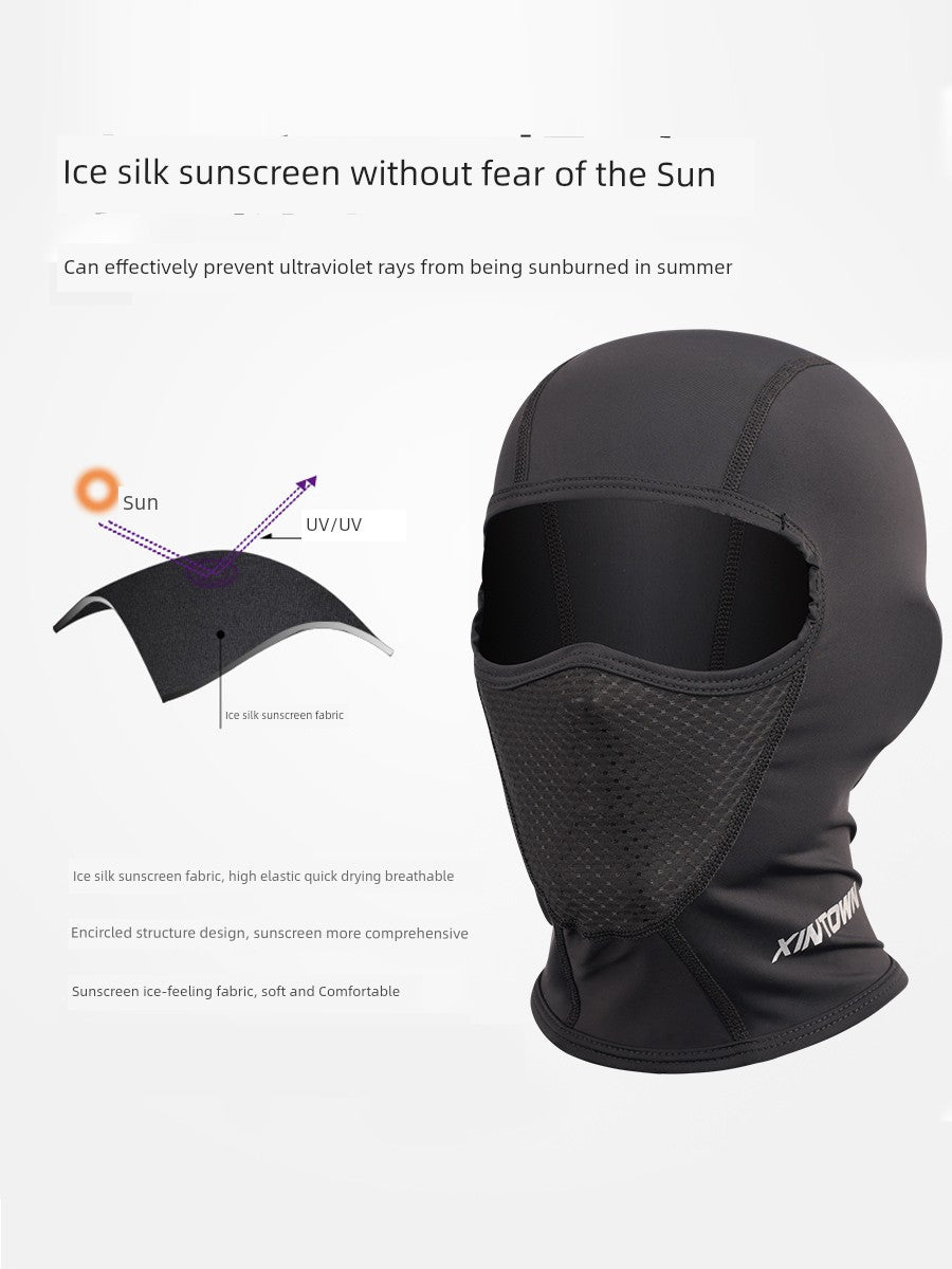 Xintwon Sun-Proof Headgear Ice Silk Mask Motorcycle Helmet Lining Cycling Thermal and Windproof Facekini Men and Women