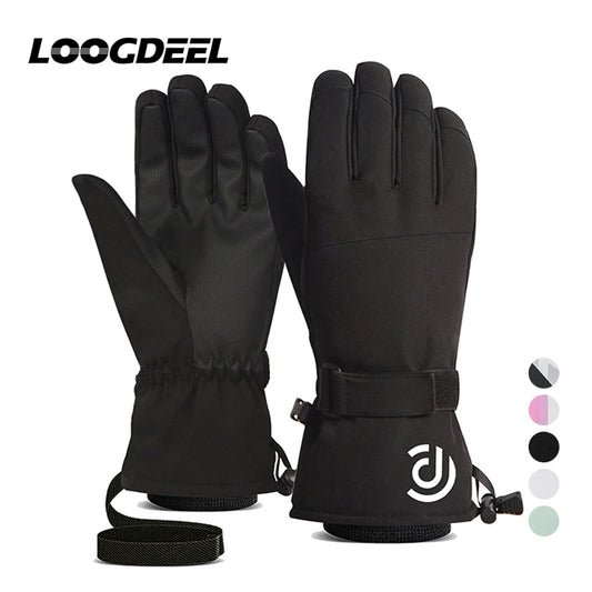 LOOGDEEL Snowmobile Snow Snowboard Thermal Gloves Women Men Waterproof Touchscreen Function Windproof Plush Mittens Ski Gloves