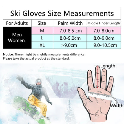 COPOZZ Unisex Ski Gloves -30 Degree Snowboard Mittens Touchscreen Gloves Snowmobile Motor Waterproof Thermal Snow Gloves