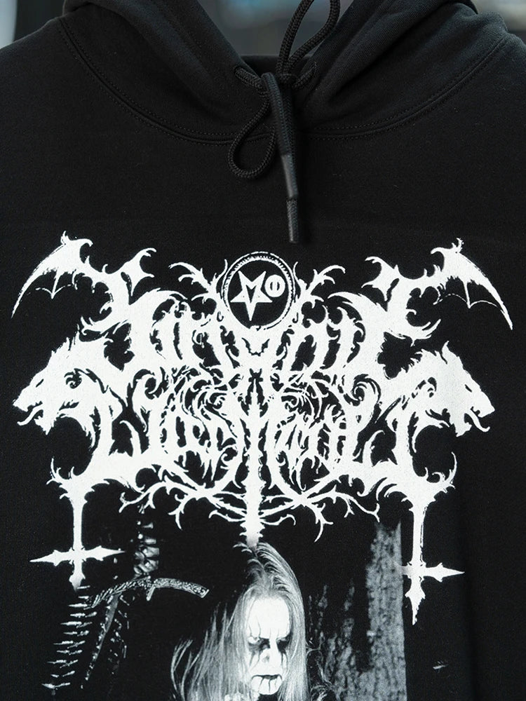 Satanic Warmaster Black Heavy Metal Hoodie Sweatshirts Mens Long Sleeve Hoody Tops Harajuku Streetwear Hip Hop Hooded Clothes