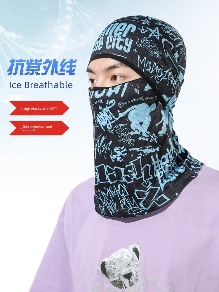 Summer Sun-Proof Headgear Men's and Women's Cycling Motorcycle Helmet Full Face Protective Face Cover Cycling Windproof Ice Silk Mask