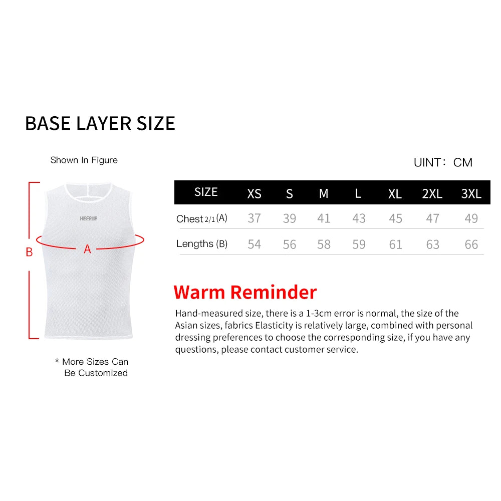 HISERWA Cycling Base Layer MTB Road Bike Underwear For Men Quick Dry Elastici Vest White Cycling Jersey Sleeveless Undershirt