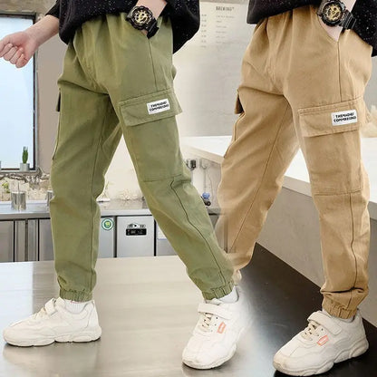 Boys Cargo Pants Spring Autumn Thick Boys Trousers Casual Kids Sport Pants Teenage Children Clothes For  4-11Year