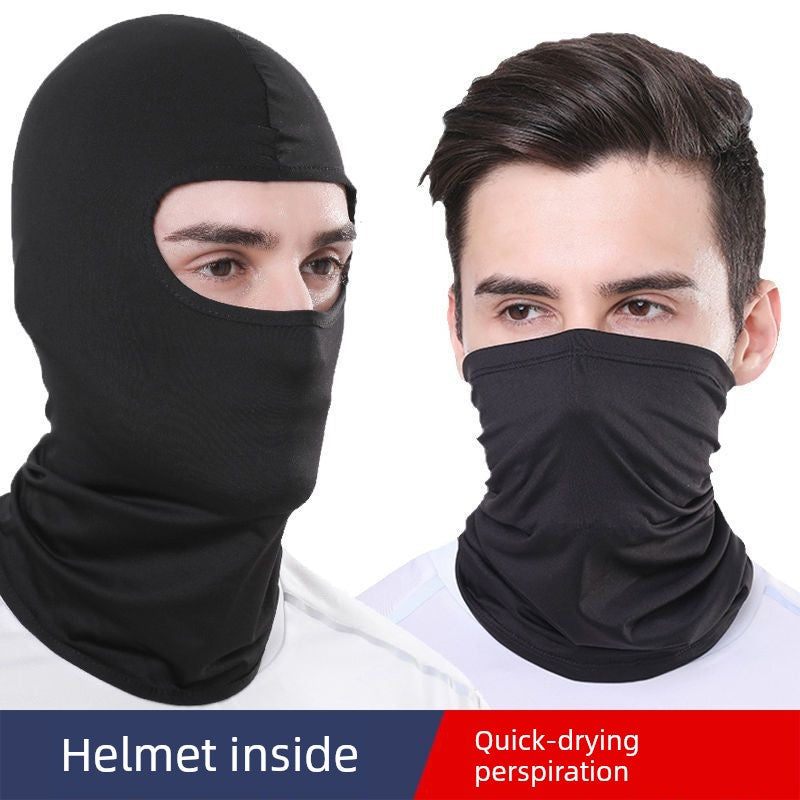 Rayon Head Cover Hat Men's Summer Cycling Sun Protection Head Cover Summer Windproof Motorcycle Black Full Face Motorcycle Helmet Goggles/Outdoor Riding Removable Mask