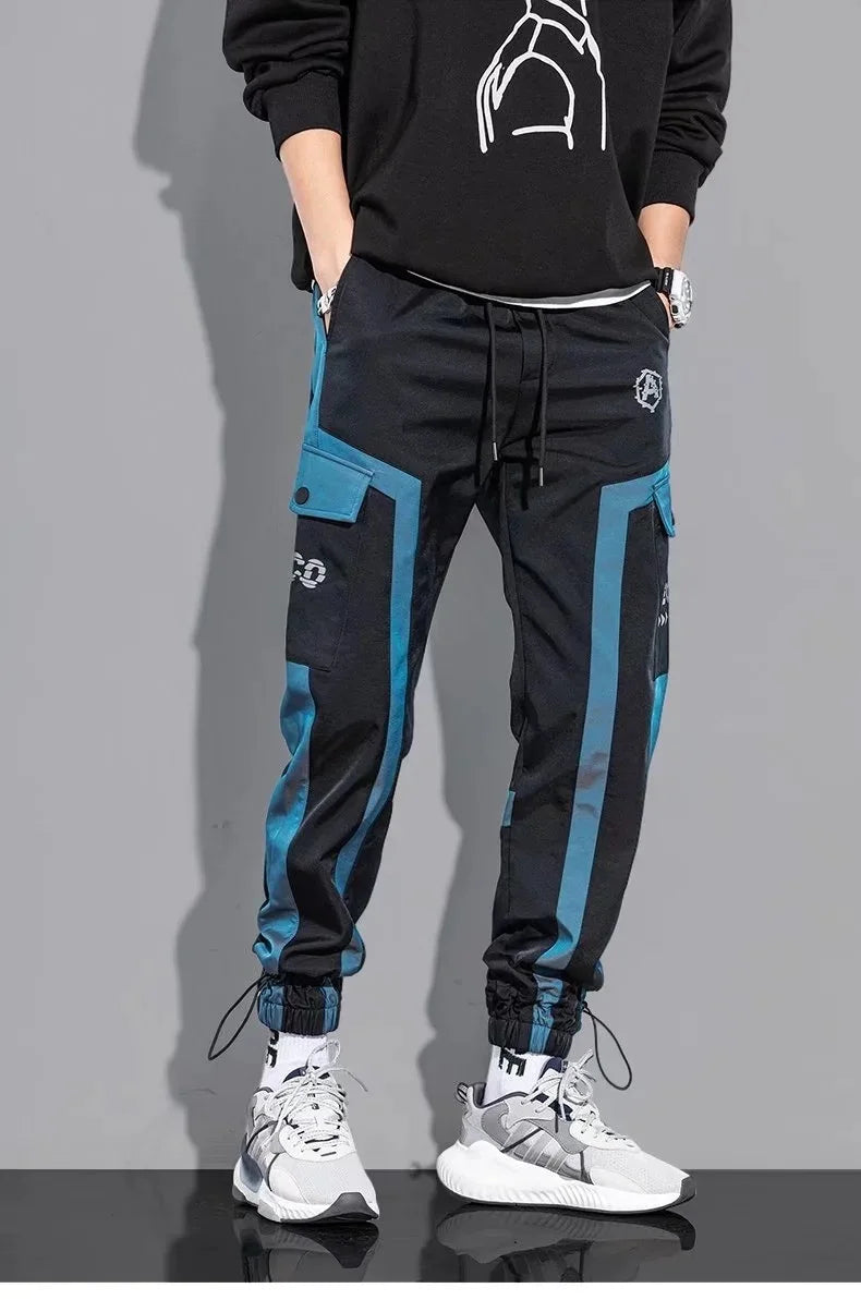 Thin Streetwear Casual Pants Men Ribbons Harem Jogging Pants Male Slim Fit Spring Cargo Pants Multi-Pockets Women Trouser K12