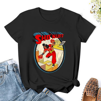 Sho Nuff T-Shirtshogun of harlem retro T-shirt hippie clothes Aesthetic clothing Women's summer blouses 2024