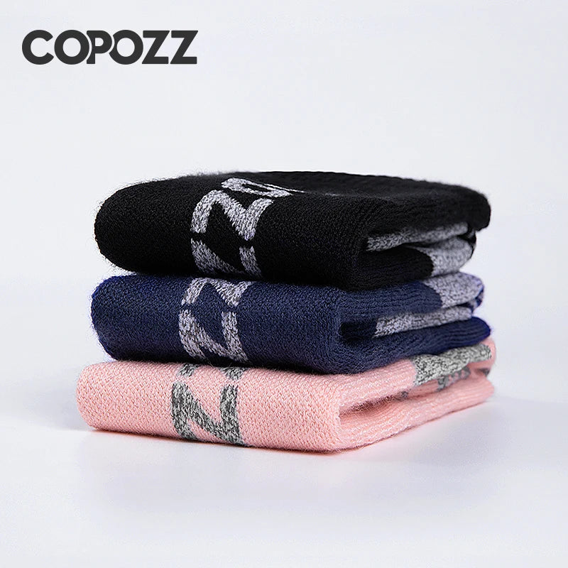 COPOZZ Winter Men Women Thermal Ski Socks Warm Merino Wool Snowboard Cycling Skiing Soccer Socks Thickened Calf Long Ski Socks