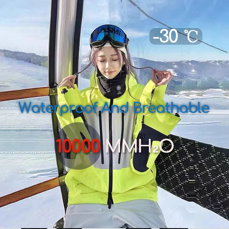 Men's and Women's Ski Jacket Windproof and Waterproof Veneer Double-board Snow Suit Winter Warm SKi Jacket For Women and Men