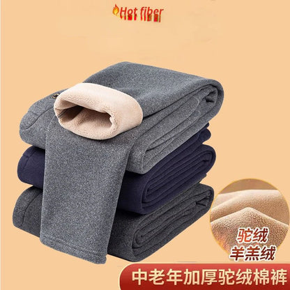 Winter Men Thermal Underwear Bottoms Skin-Friendly Fleece Thermos Pants Warm Wool Thickened Elastic Comfortable Tights Leggings