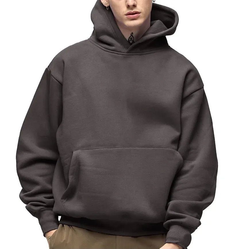 DIY Custom Your Brand LOGO 500GSM Heavy Weight New Autumn Winter Casual Thick Cotton Men's Top Solid Color Hoodies Sweatshirt