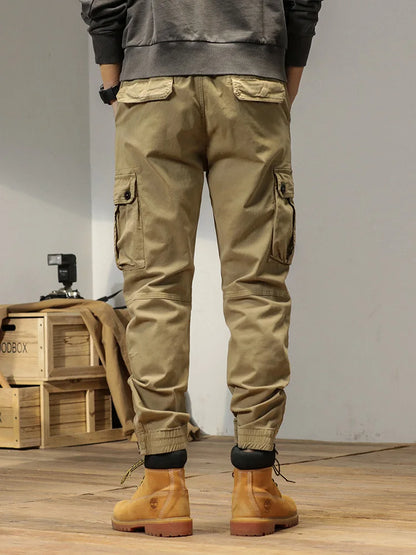 2023 New Multi-Pockets Spring Summer Cargo Pants Men Streetwear Zipper Leg Skinny Work Joggers Cotton Casual Tactical Trousers