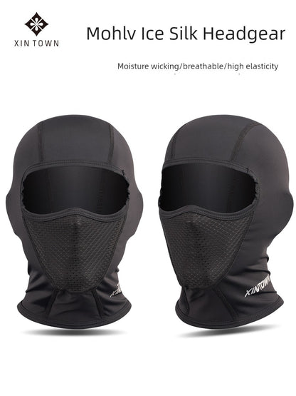 Xintwon Sun-Proof Headgear Ice Silk Mask Motorcycle Helmet Lining Cycling Thermal and Windproof Facekini Men and Women