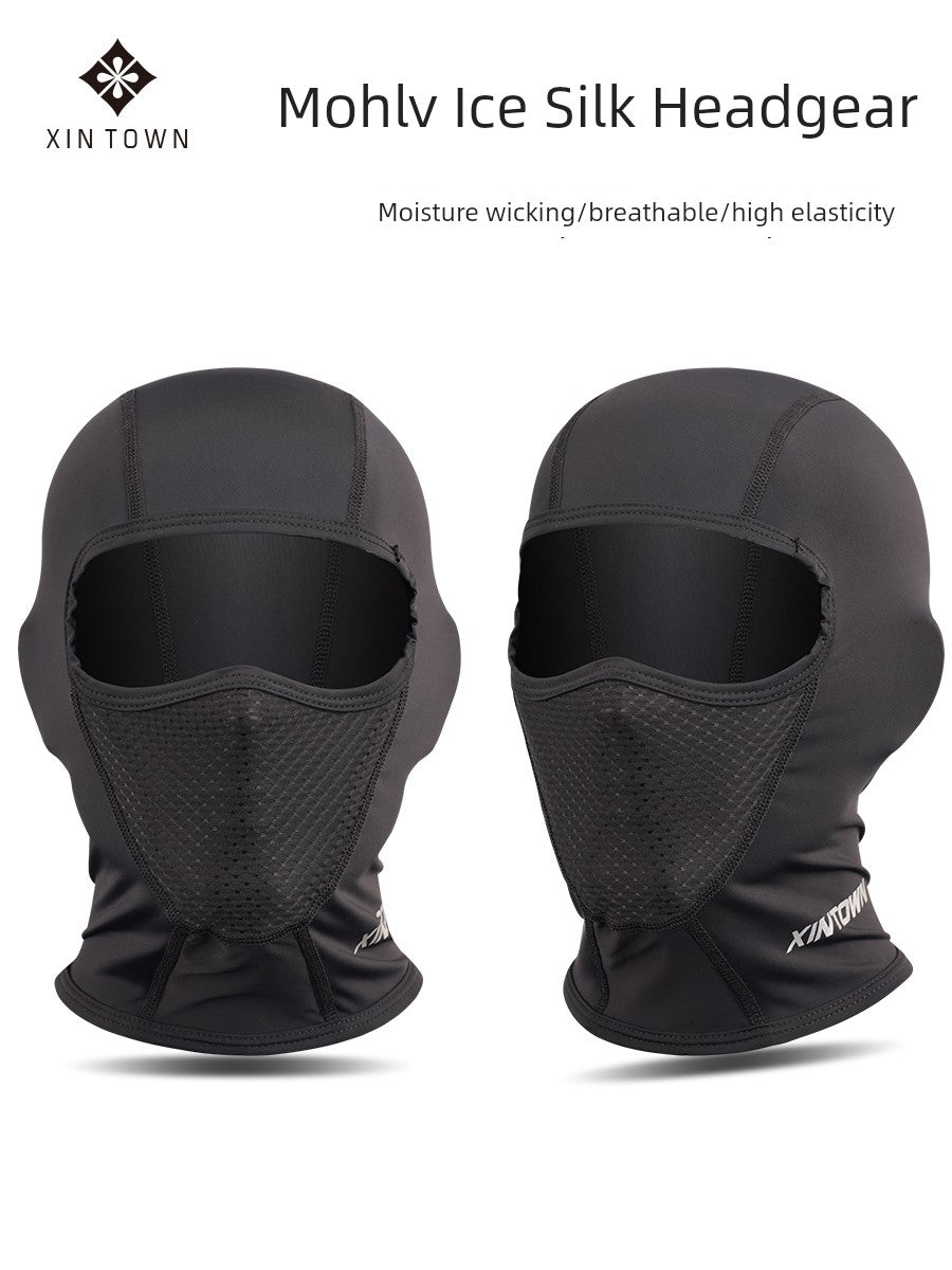 Xintwon Sun-Proof Headgear Ice Silk Mask Motorcycle Helmet Lining Cycling Thermal and Windproof Facekini Men and Women