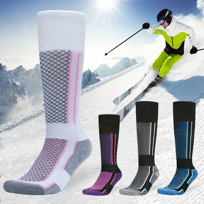 1 Pair Wool Thermal Ski Socks Thick Men Women Winter Long Warm Compression Socks For Hiking Snowboarding Climbing Sports Socks